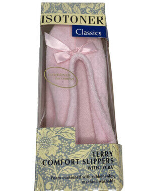 Vintage Isotoner Classics Pink Terry Ballerina Slippers Womens Medium 6.5-7.5 Bo